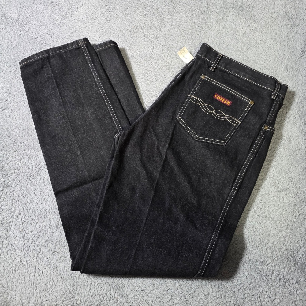 Cotler Mens 38 36x33 Vintage Straight Leg Jeans Black Contrast Stitch USA